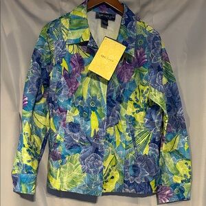 Susan Graver Floral Blazer - Blue, Green, Purple